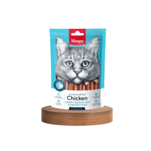 Wanpy Oven Roasted Chicken Jerky & Codfish Sandwiches For Cats