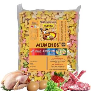 MUNCHOS Assorted Flavor Freshly Baked Cookies for Puppies, 1 kg * 25 Packets