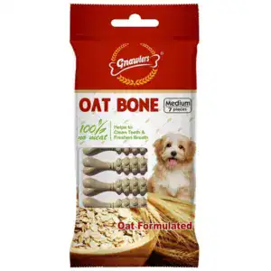 Medium Oat Bone chew for dogs, helps clean teeth and freshen breath.