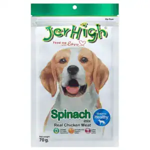 JerHigh Chicken Spinach Dog Treats for Healthy Dogs.