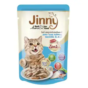 Jinny Tuna Topping Mackerel in Jelly for Cats, 70g.