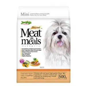 JerHigh Meat as Meal Chicken with Pumpkin dog food in a 500g pack.