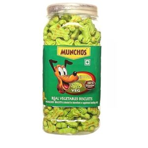 Veg dog biscuits in a 500g jar for healthy pet treats.