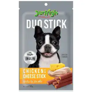 Dog treat with chicken and cheese flavor for small to medium dogs.