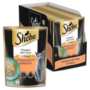Sheba® Rich Premium Adult (+1 Year) Fine Wet Cat Food, Chicken With Tuna In Gravy 70gm*12 pack