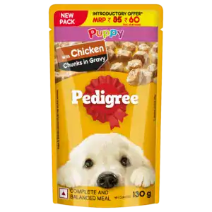 PEDIGREE® Chicken Chunks Gravy Dog Food Pouch 130 gm*12 packets