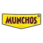 Munchos potato chips logo on black background, snack branding for Charwaha website.