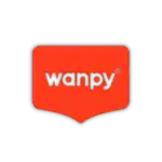 Wanpy logo on a black background, pet food brand branding.