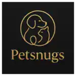 Cute dog and cat logo for Petsnugs, a pet accessories brand.