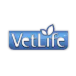 VetLife logo with a leaf symbol, representing veterinary and pet care services.