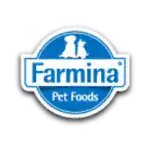 Farmina Pet Foods logo with dog and cat silhouettes, representing premium pet nutrition.