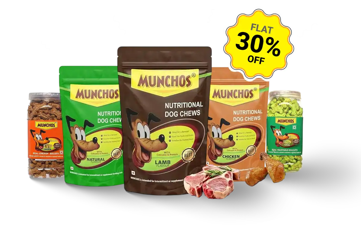 Charwaha dog treats and chews with 30% discount offer.